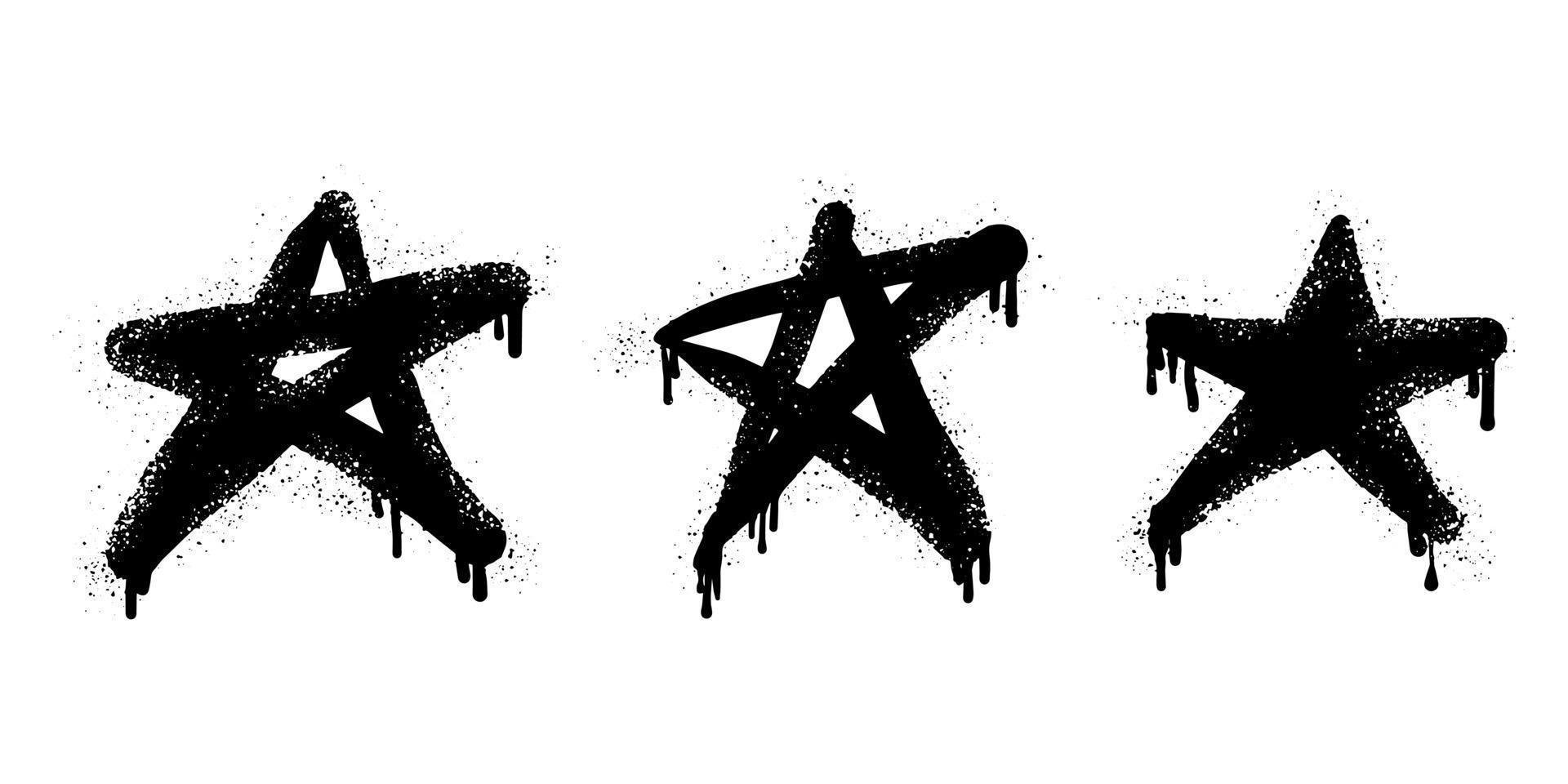 Signo de estrella de graffiti pintado con spray en negro sobre blanco. símbolo de goteo de estrellas. aislado sobre fondo blanco. ilustración vectorial vector