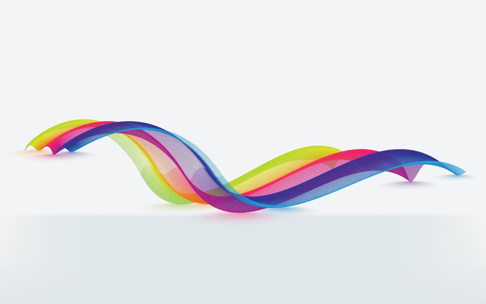 Colorful abstract wave line art design on white background. Rainbow wave line vector design