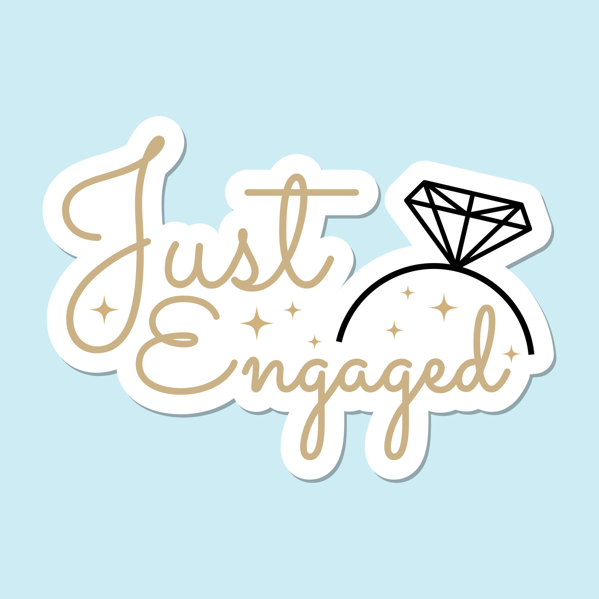 Just engaged wedding day ceremony decoration party sticker icon sign ...