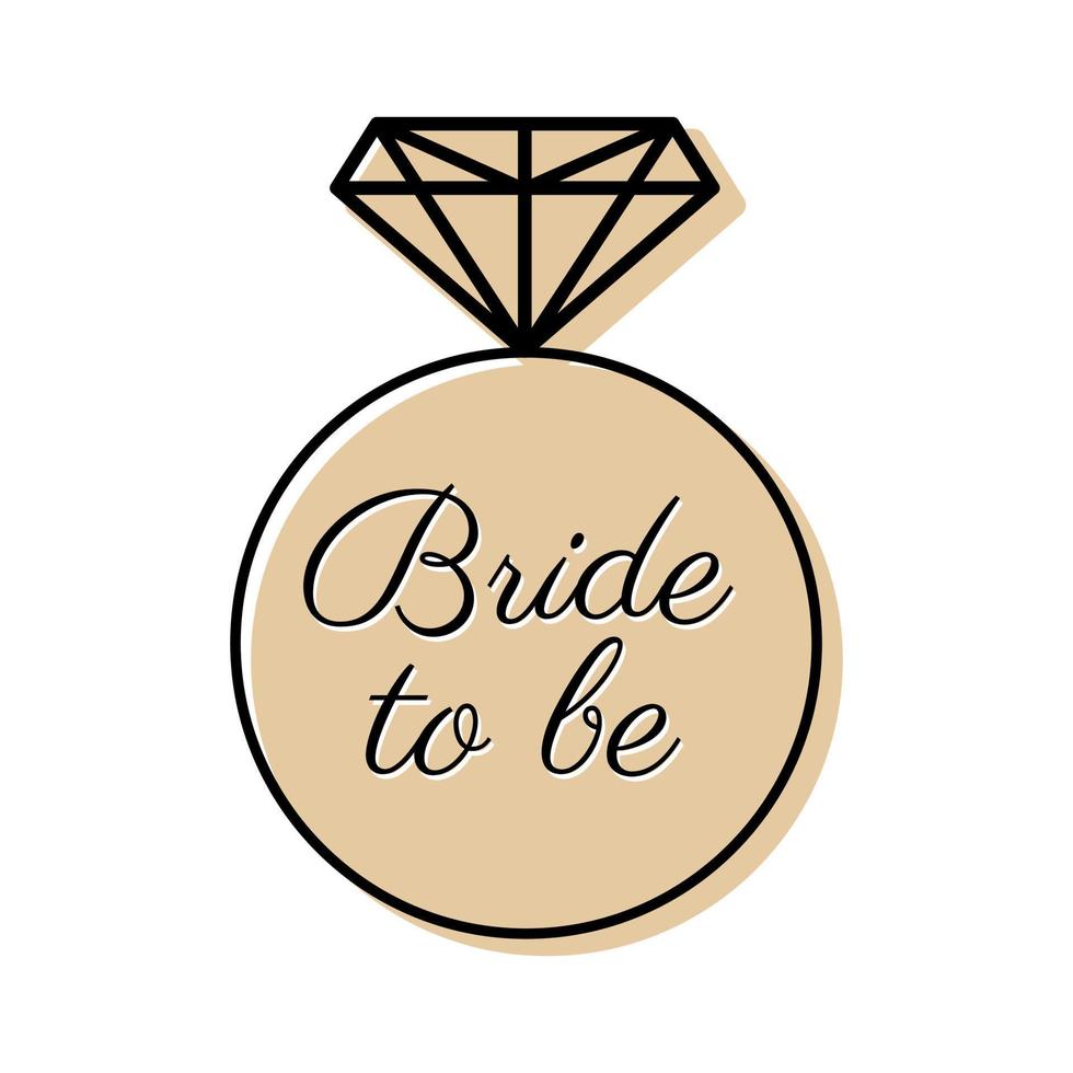 Bride to be diamond ring engagement invitation wedding party typography sticker icon sign design vector