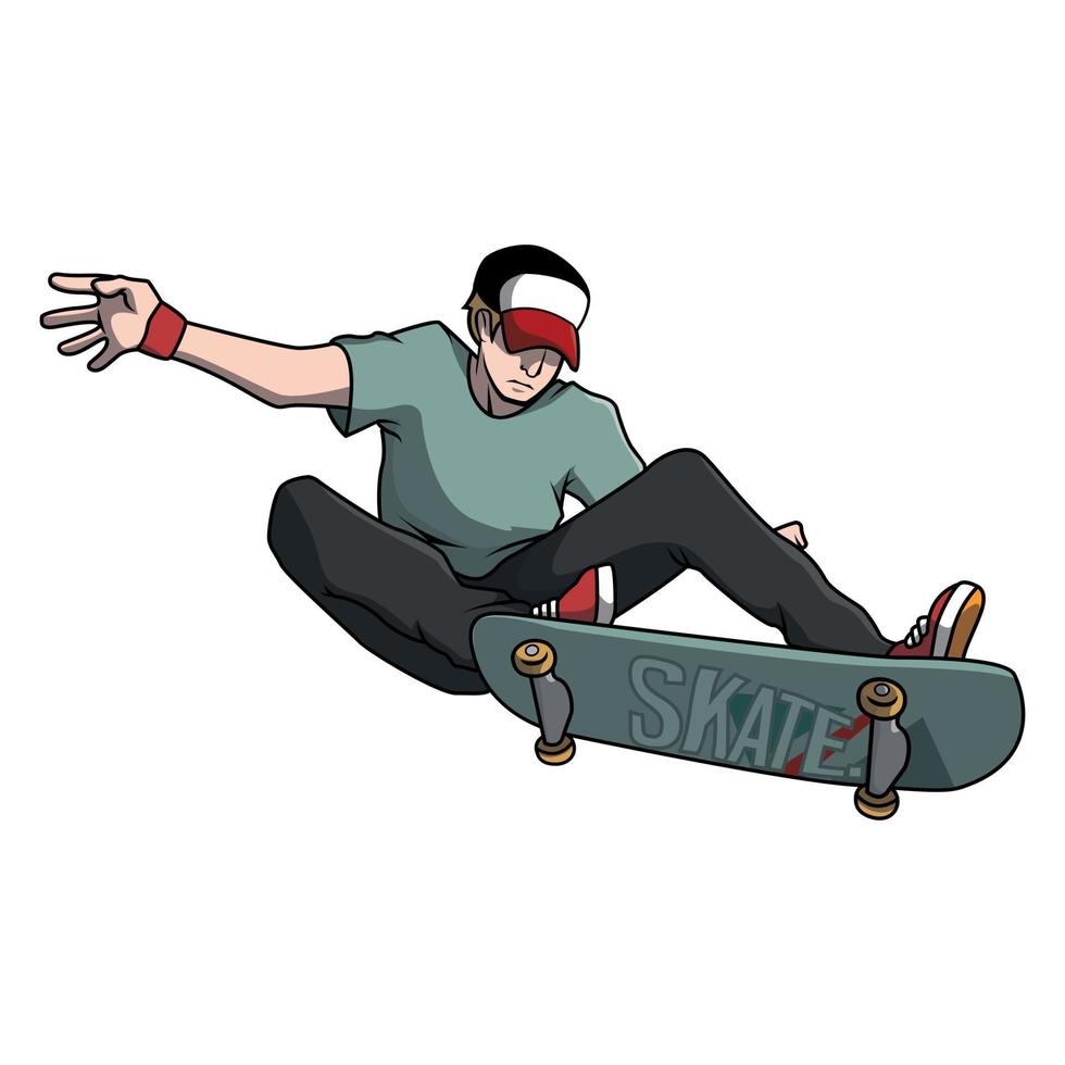 Boy Skateboard Vector Illustration