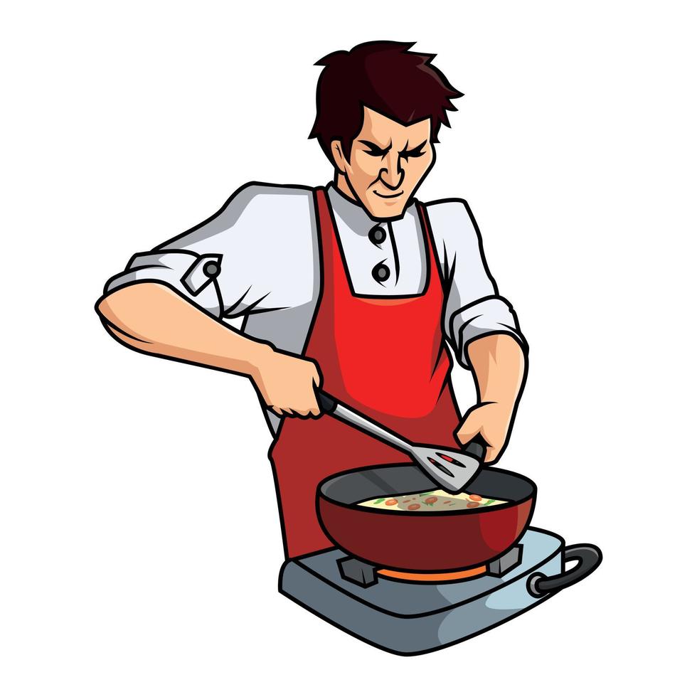 Cooking Man Vector Cartoon