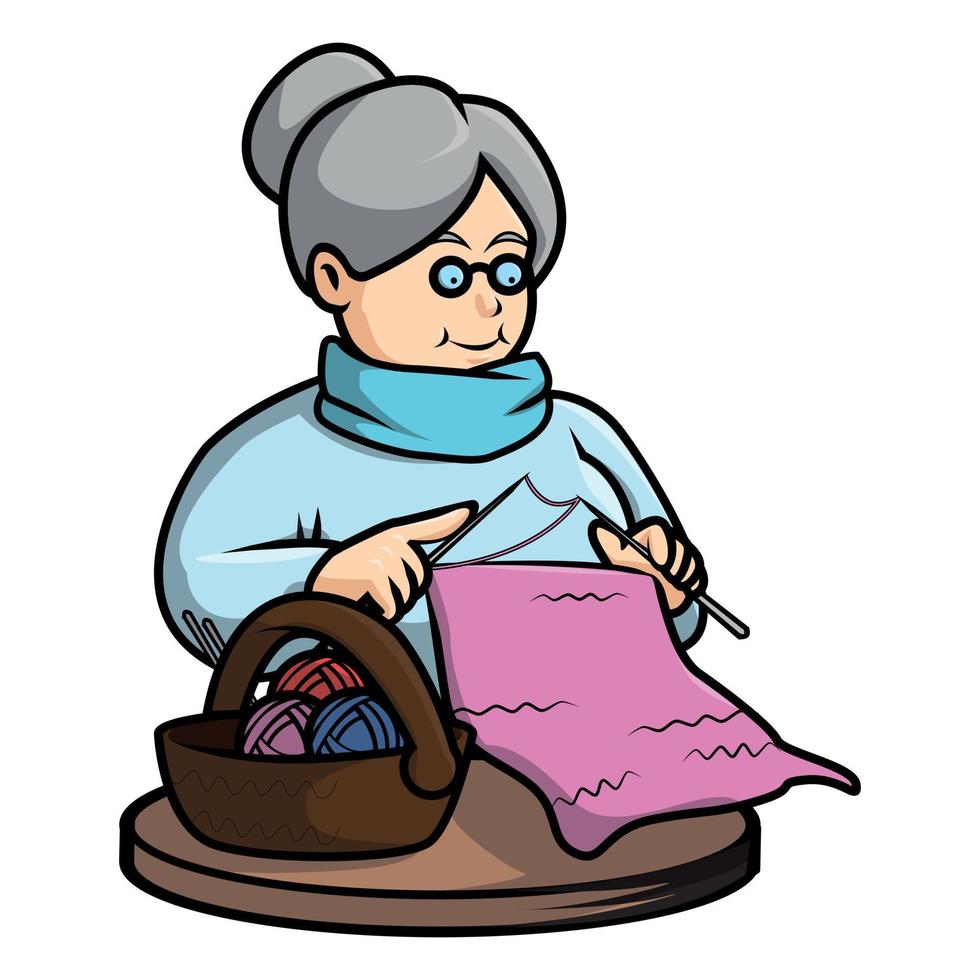 Grandma Crochet Illustration Design vector