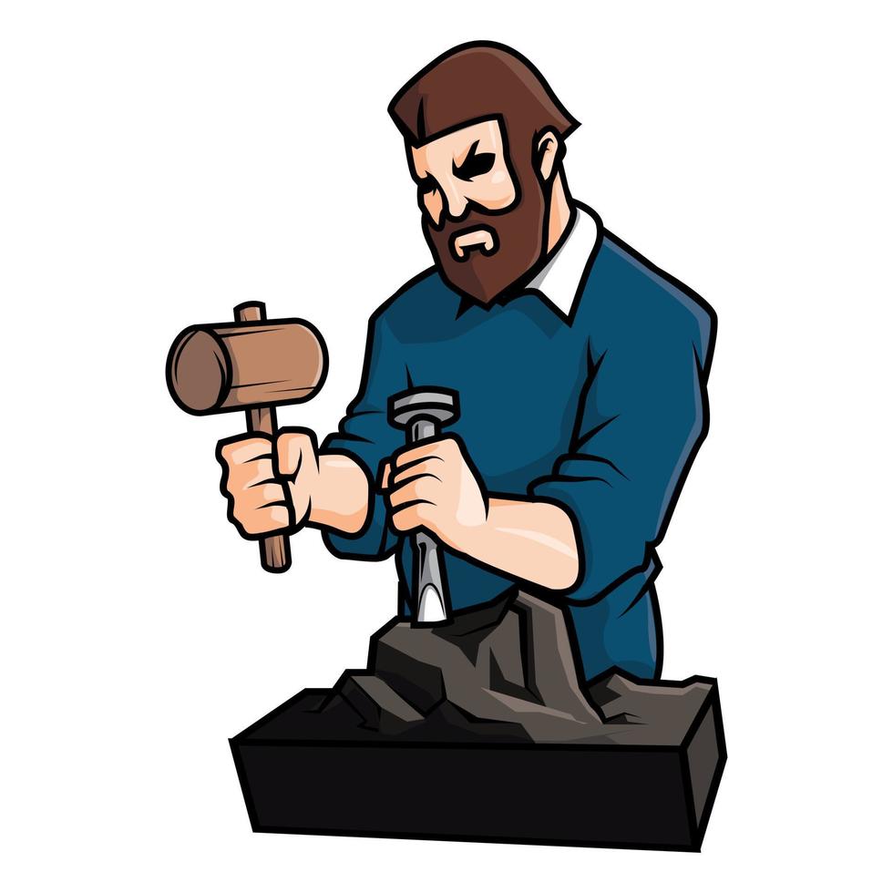 Sculpting Man Vector Illustration