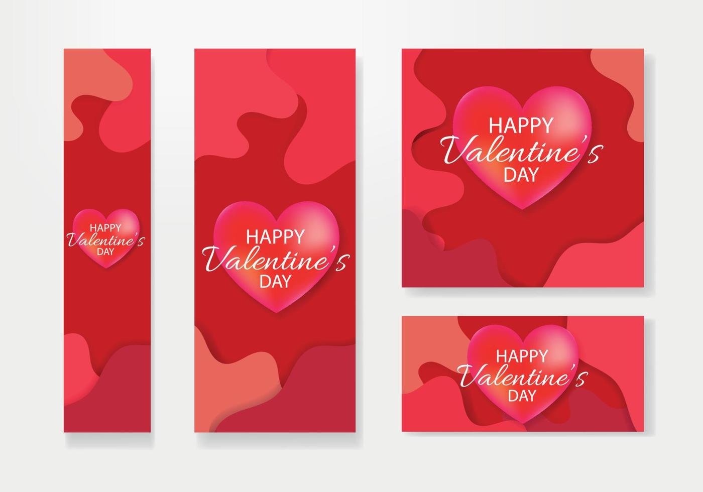 conjunto de banner de venta de San Valentín para el vector de plantilla de publicación de redes sociales. lindas pancartas de venta de amor, cupones o tarjetas de felicitación