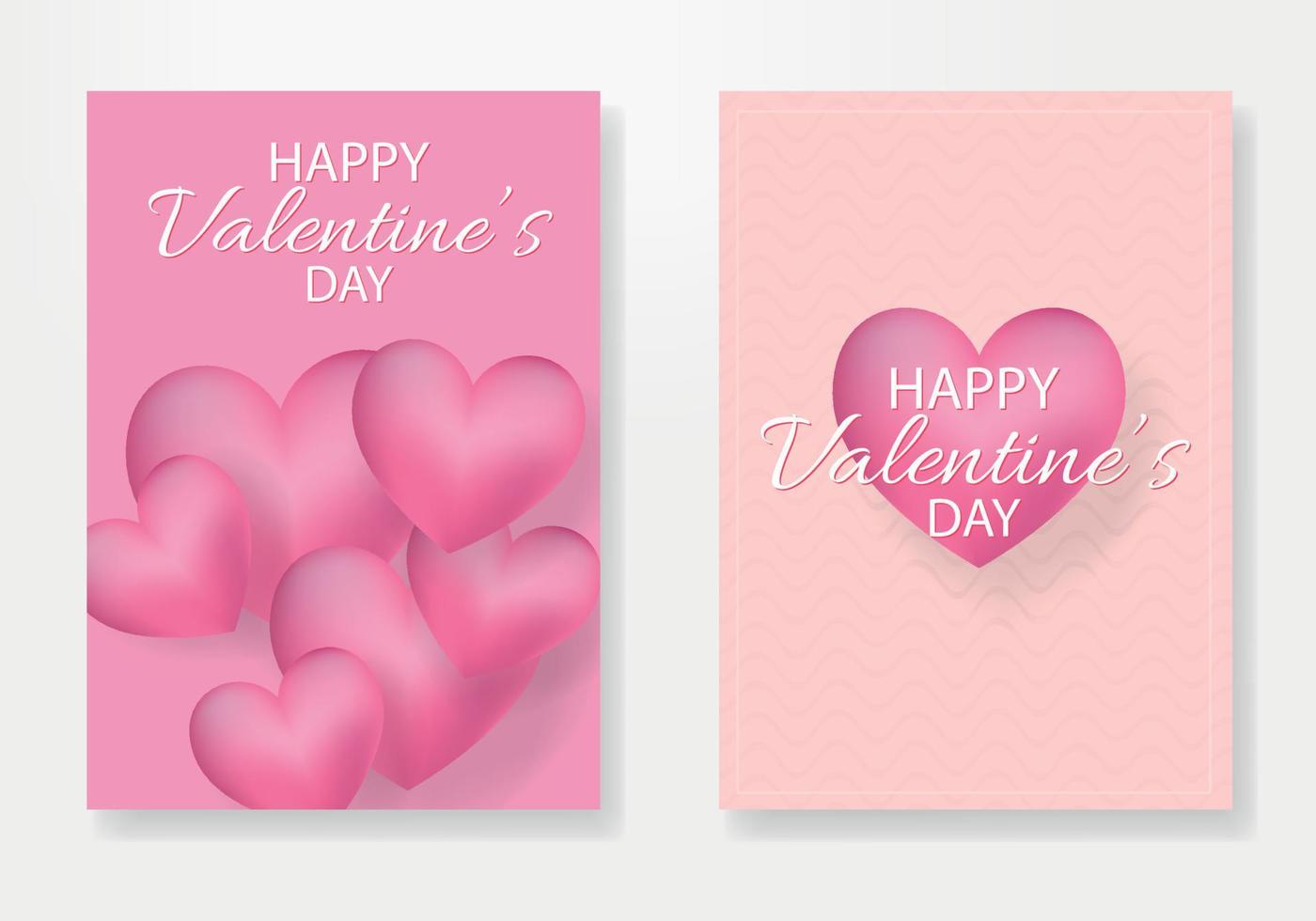 Valentine's day posters set. Vector illustration. 3d red, white and pink hearts with place for text. Cute love sale banners, vouchers or greeting cards