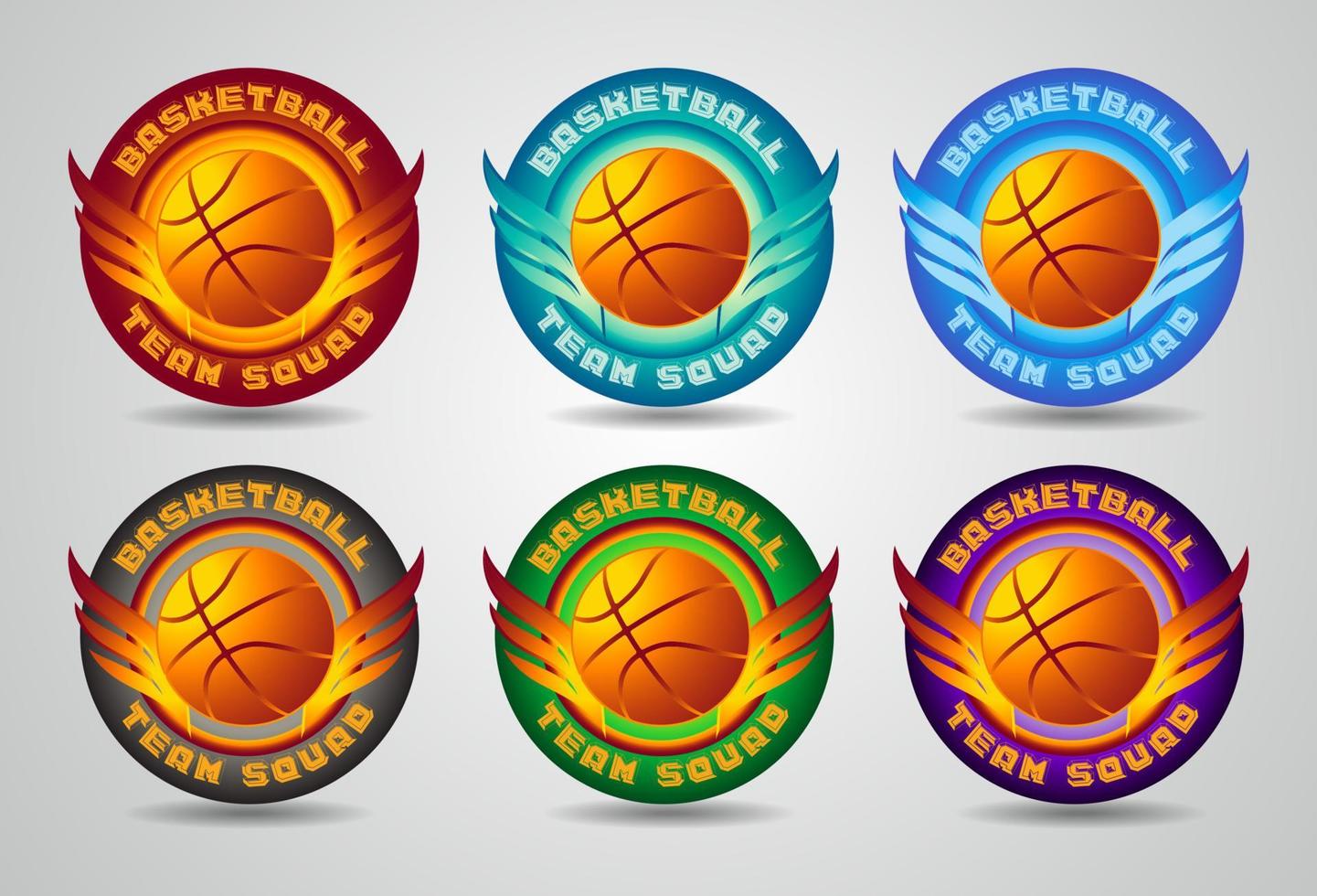 logotipo de baloncesto, colecciones de conjuntos de emblemas, plantillas de diseños en un fondo claro vector