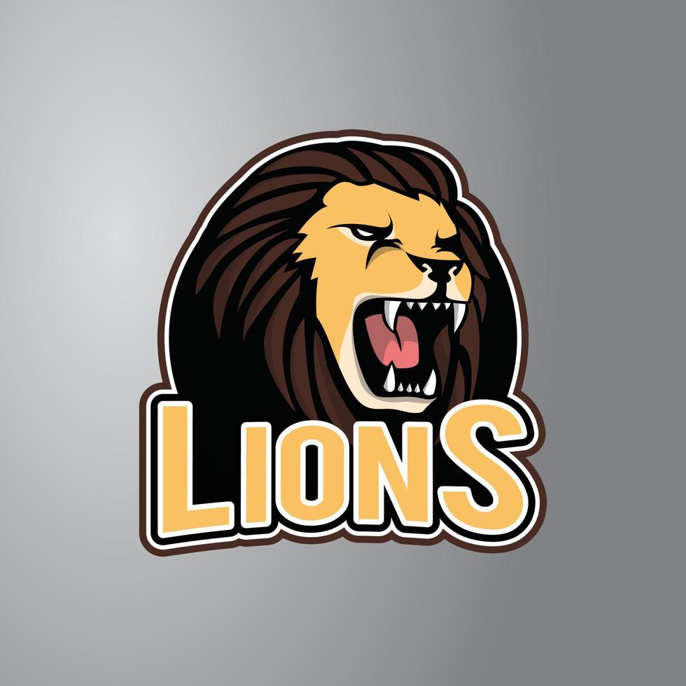 Lion Head Illustration Design Badge vector