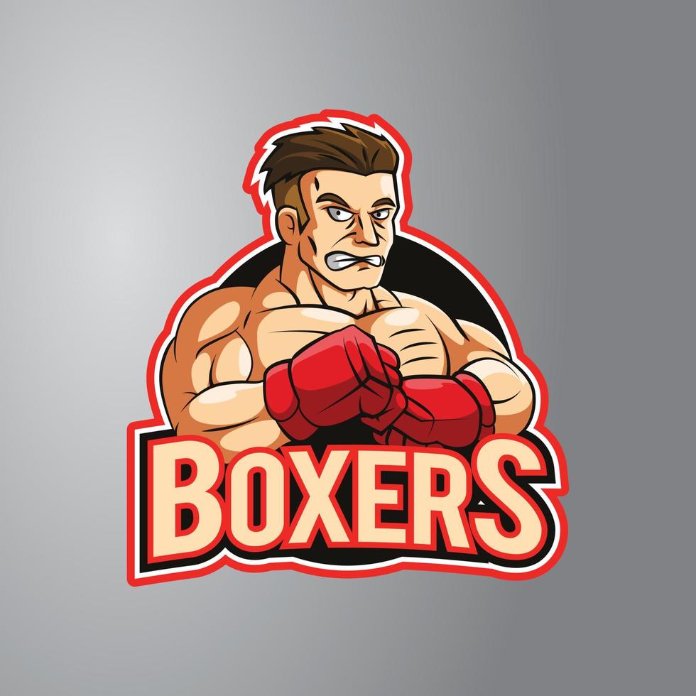 Boxer Illustration Design Badge vector