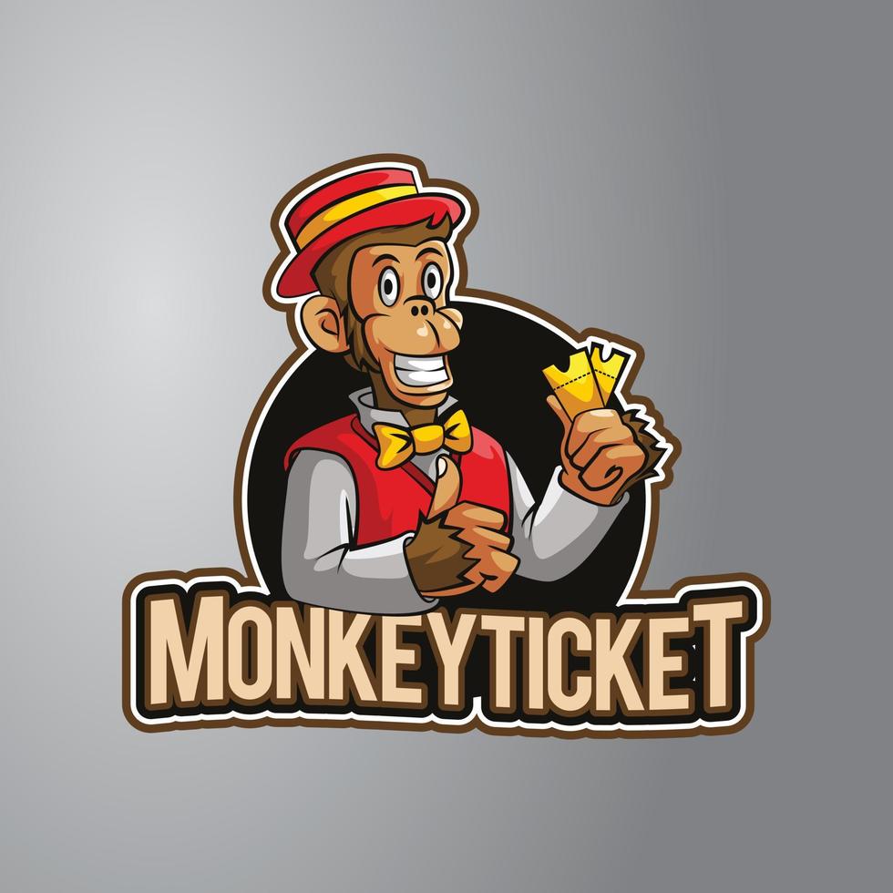 Monkey Ticket Illustration Badge vector
