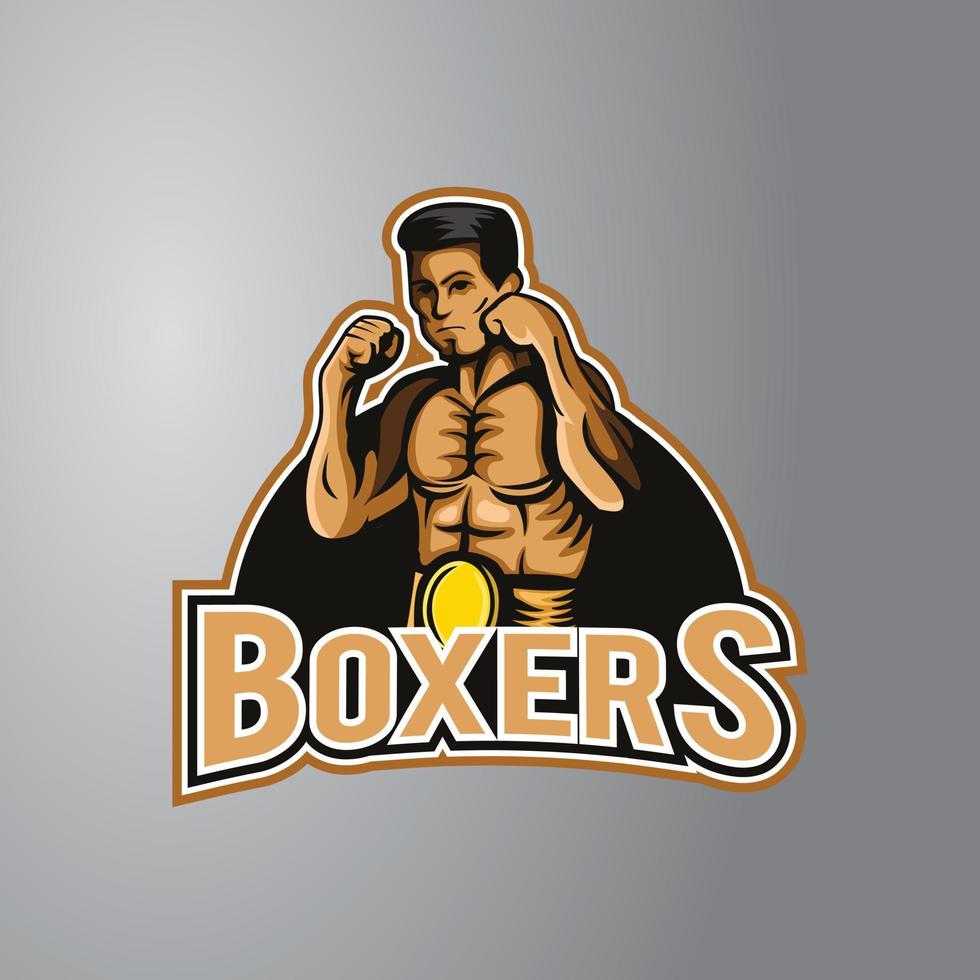 insignia de diseño de ilustración de boxeador vector