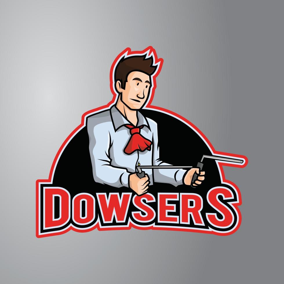 Dowser Man Illustration Badge vector