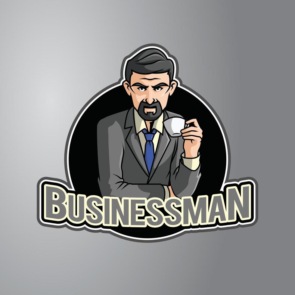 Businessman Illustration Design Badge vector