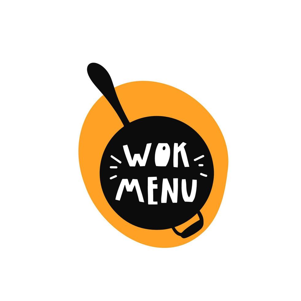 menú wok. cocina tradicional china y tailandesa. ilustración vectorial dibujada a mano para menú, cafetería, restaurante, bar, afiche, pancarta, emblema, pegatina, logotipo vector
