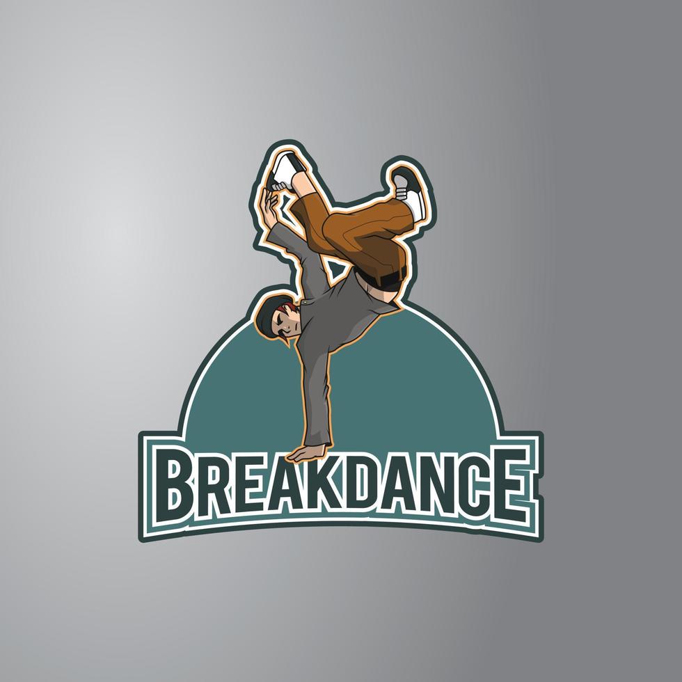 insignia de diseño de ilustración de breakdance vector