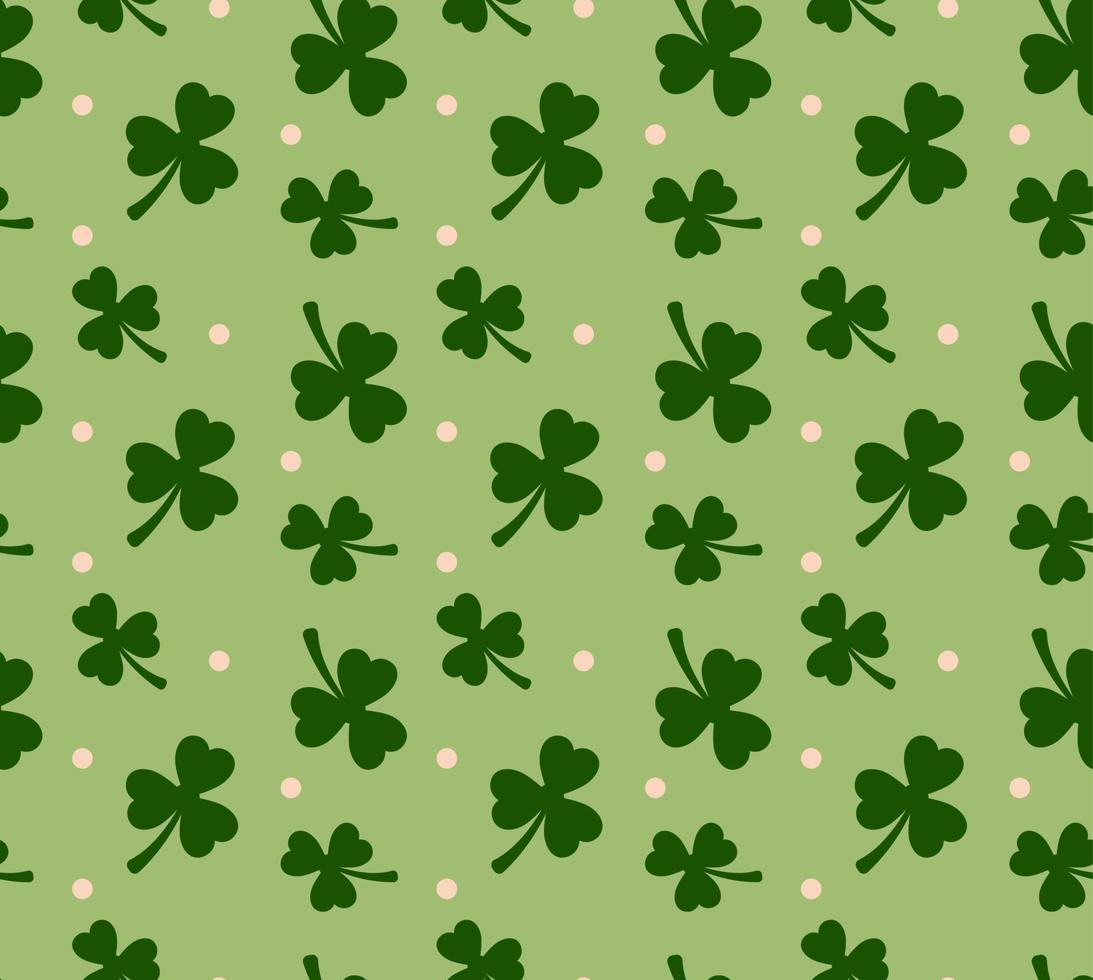 Abstract. Saint Patrick Day background. Clover pattern seamless on green background. Vector. vector