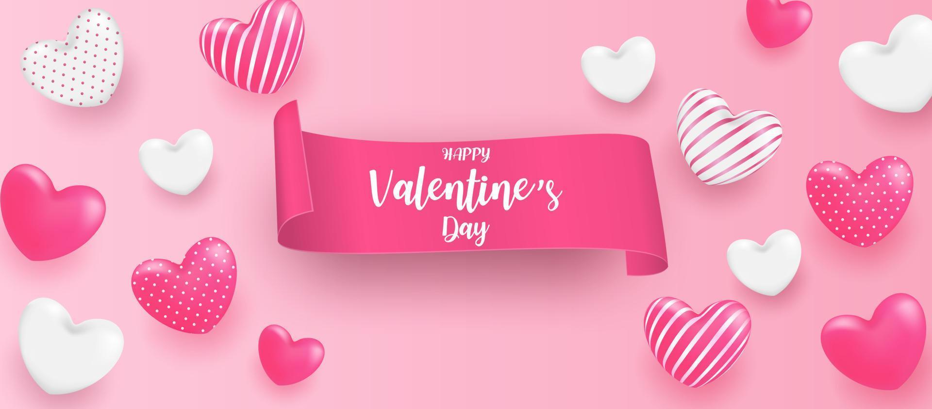 Happy Valentine day background. Design with pink heart on pink background. Vector. vector