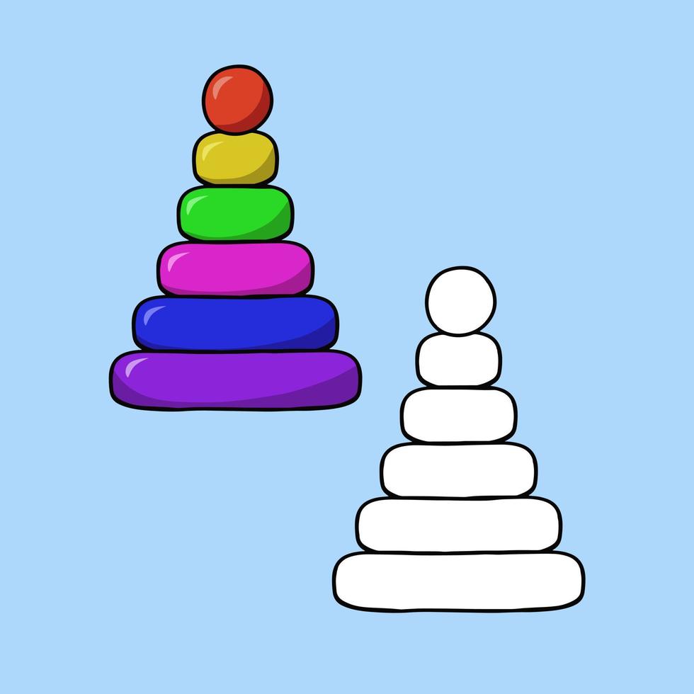 juguetes para niños pequeños, juego de pirámides de color, caricatura vectorial en un fondo de color vector