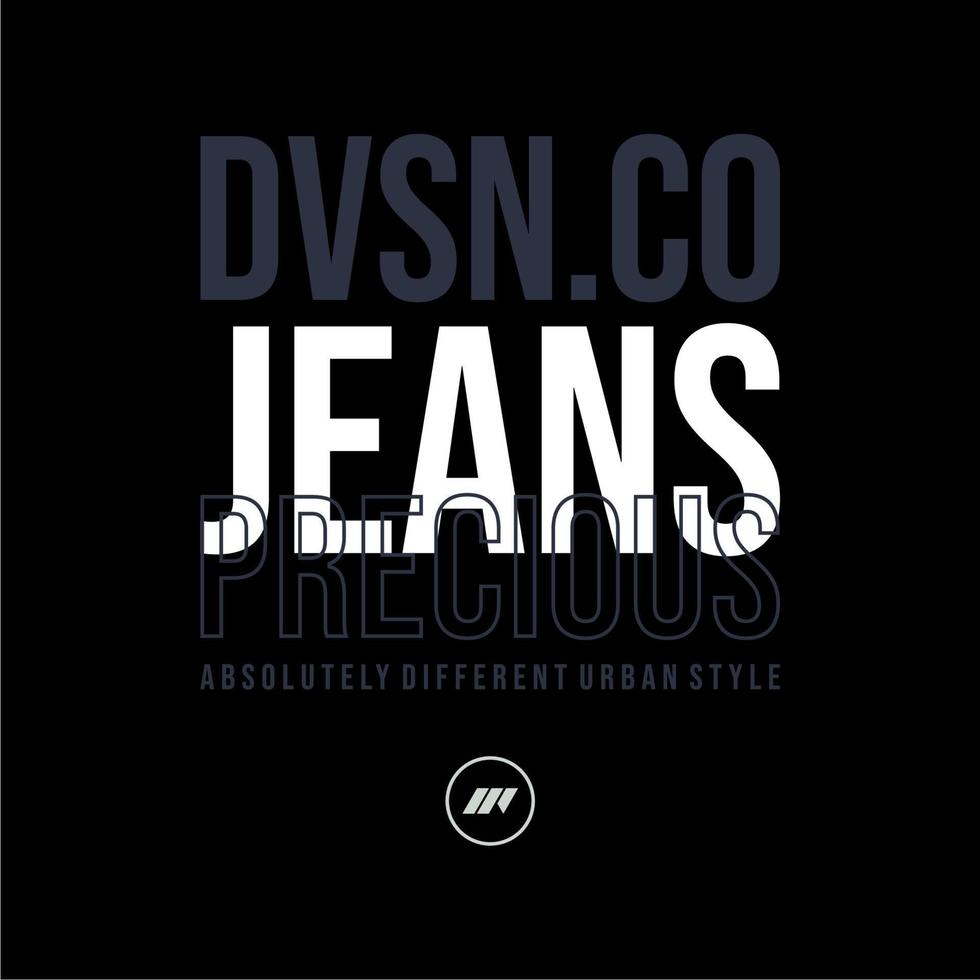 tipografía vectorial de diseño para ropa de calle de camisetas. concepto de jeans dvsn. con color blanco. perfecto para el diseño moderno de camisetas vector