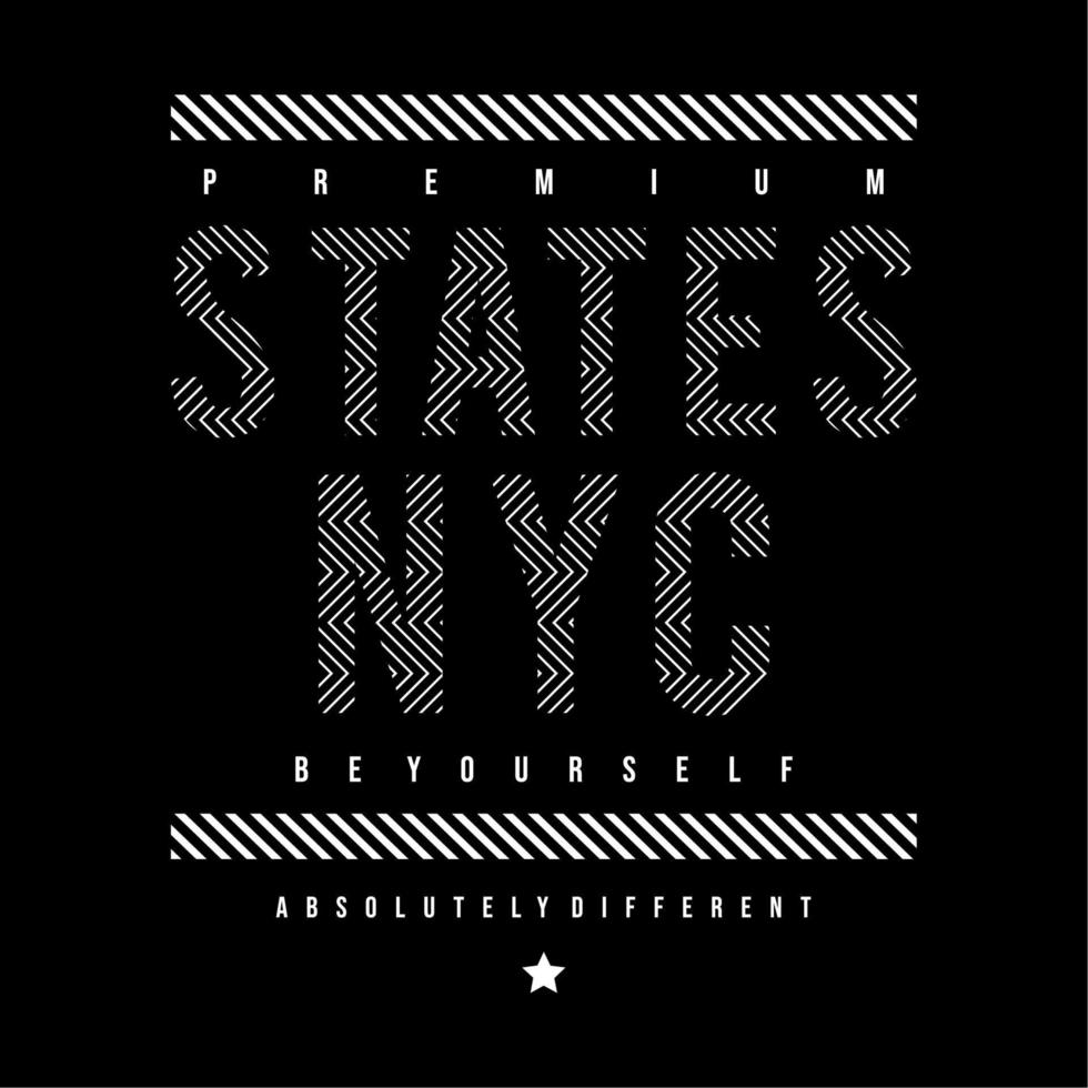 Design vector typography for t-shirt streetwear clothing. states nyc concept. with white color. perfect for modern t-shirt design