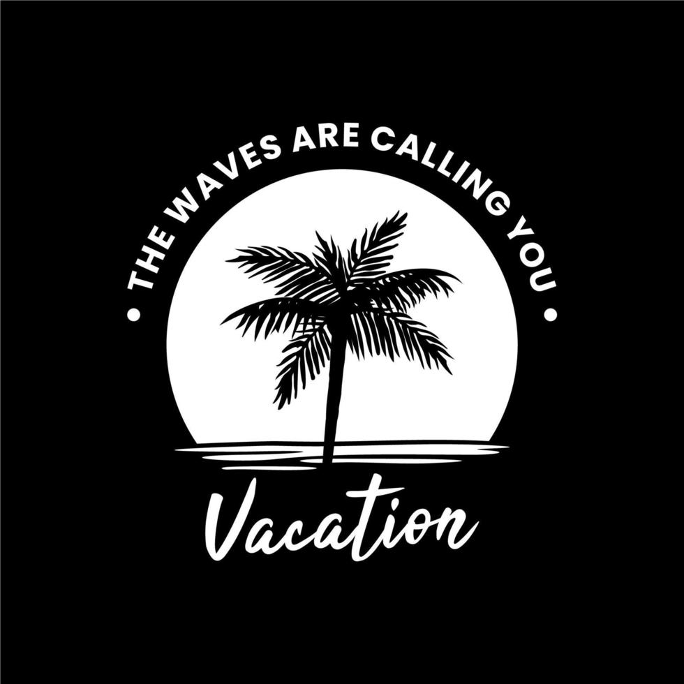 Palm tree illustration vector design. vacation concept. suitable for printing modern t-shirt designs