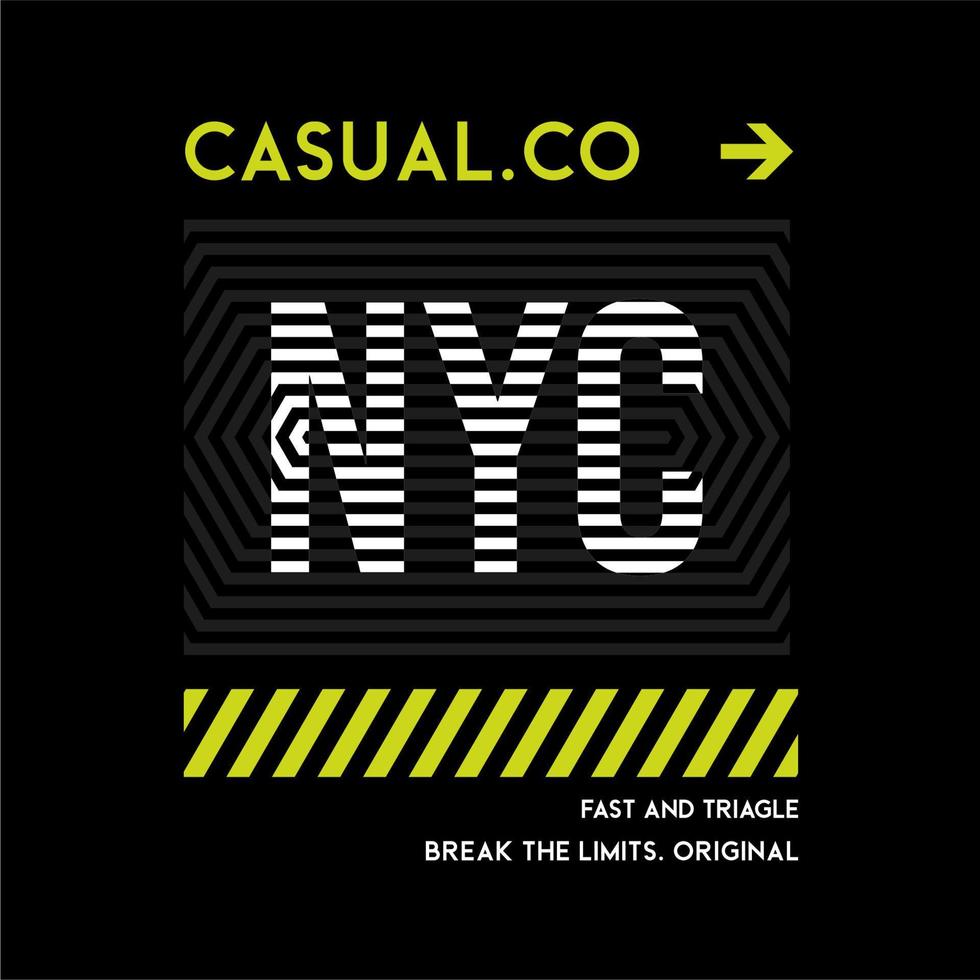 casual nyc, cita, diseño gráfico de tipografía de eslogan, para estampados de camisetas, ilustración vectorial vector