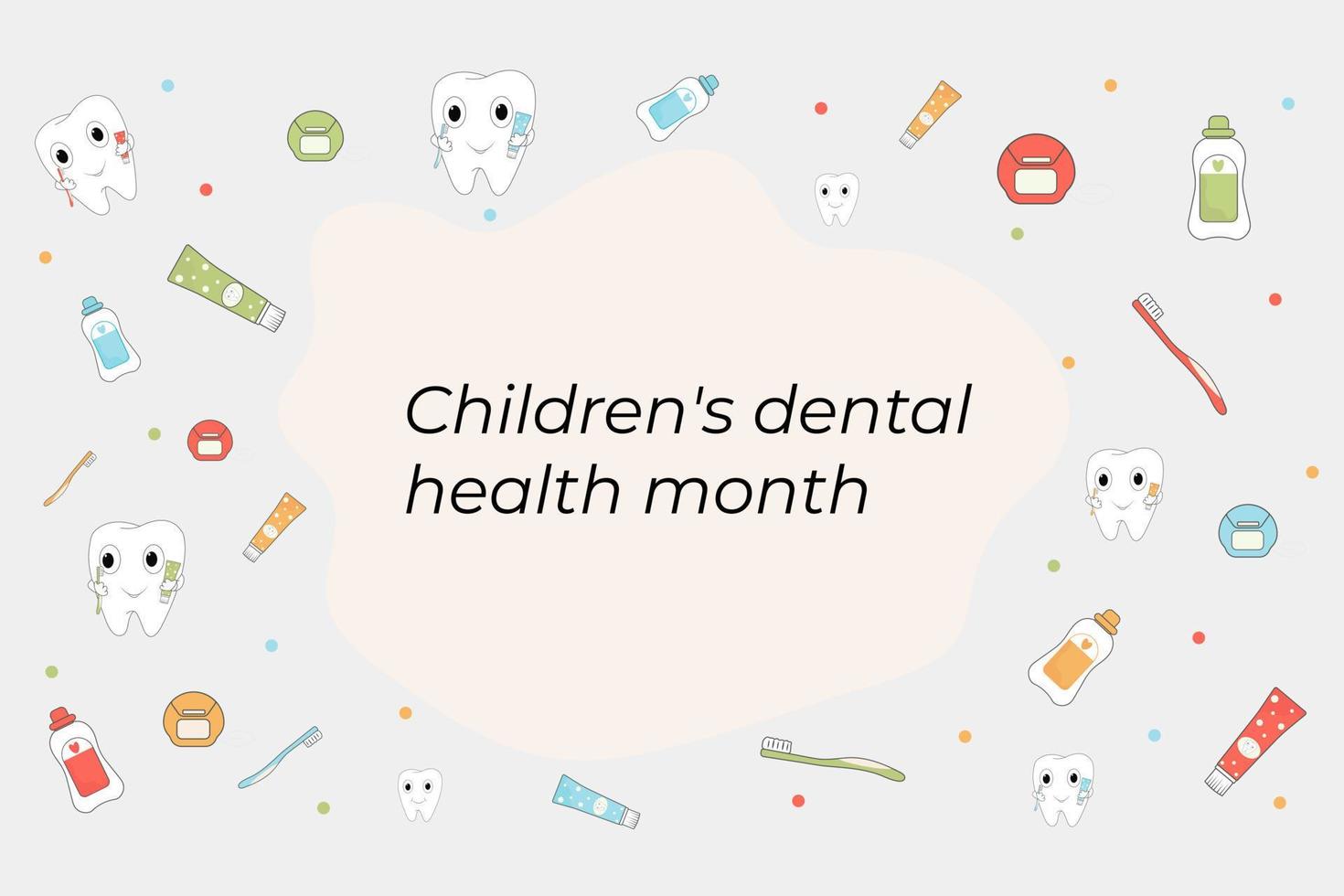 mes nacional de la salud dental infantil.salud dental infantil vector