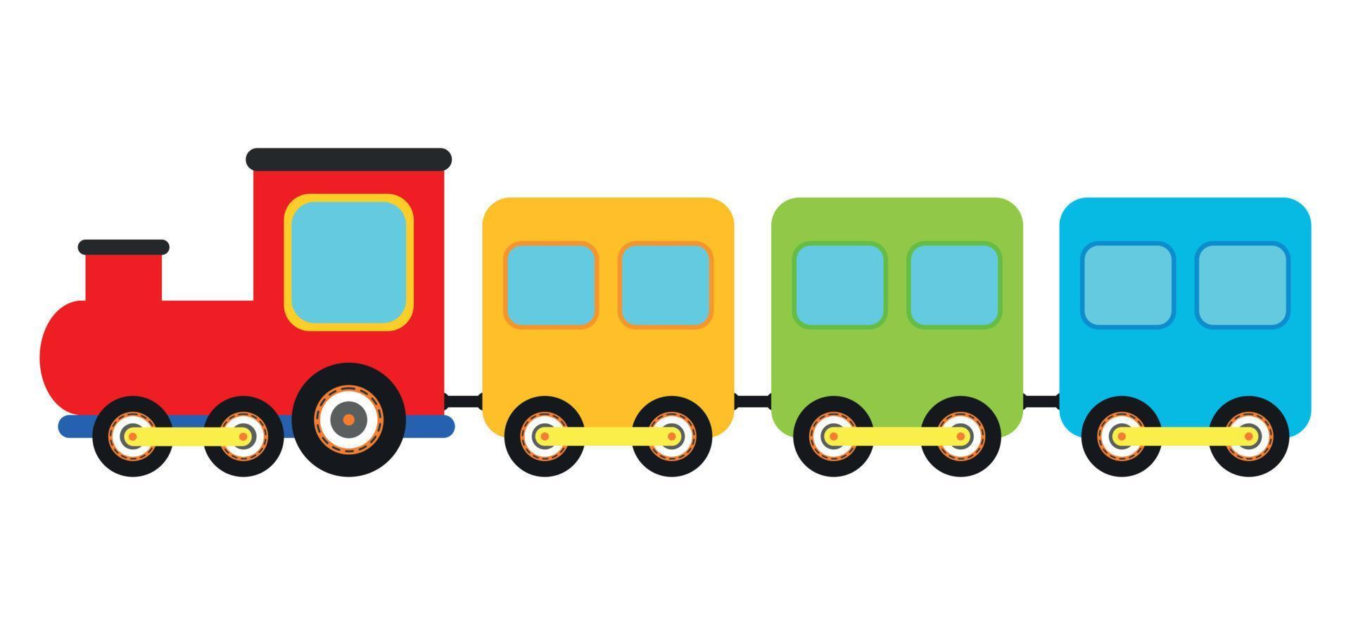 transporte de tren colorido simple en ilustración de vector de dibujos animados planos animados