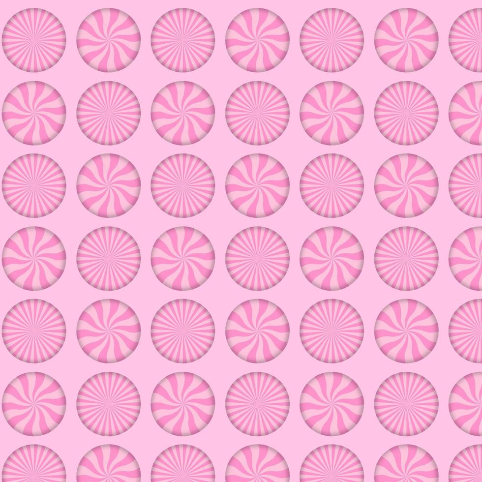 Seamless patern. Candy swirl rays on pink. Pink  spiral. Vector illustration