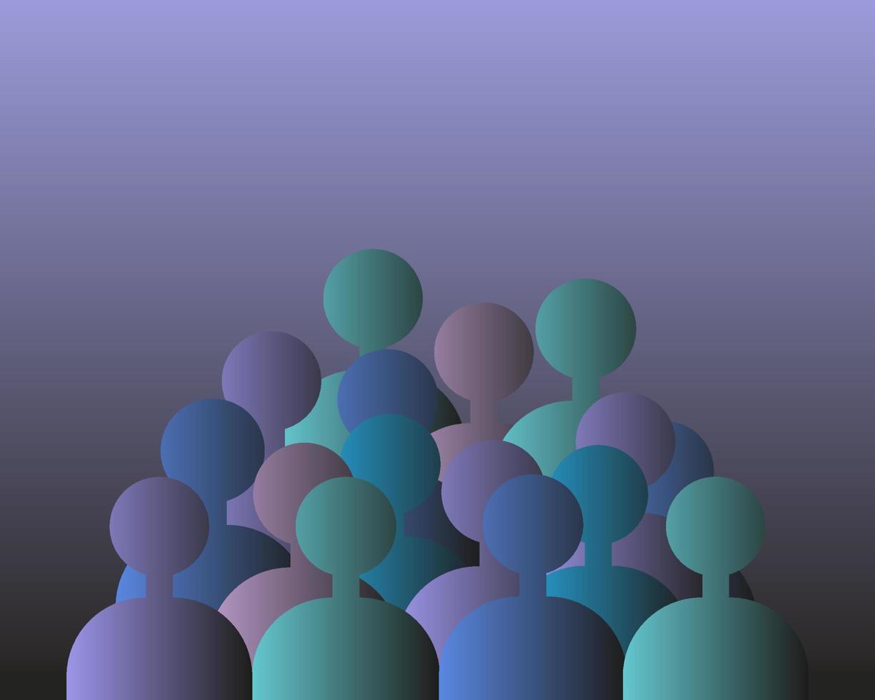 People. Abstract team illustration, people crowd silhouettes icon with vector gradient. Social icon. Flat design. Network of user groups. Group of corporate team, like-minded people, people and future
