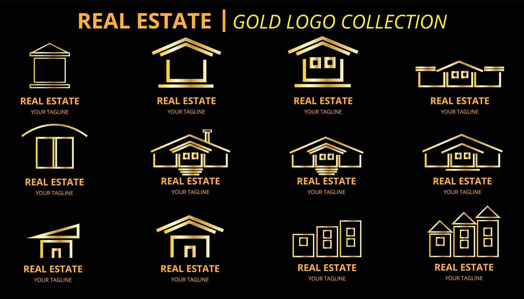 colección de logotipos de oro inmobiliario vector