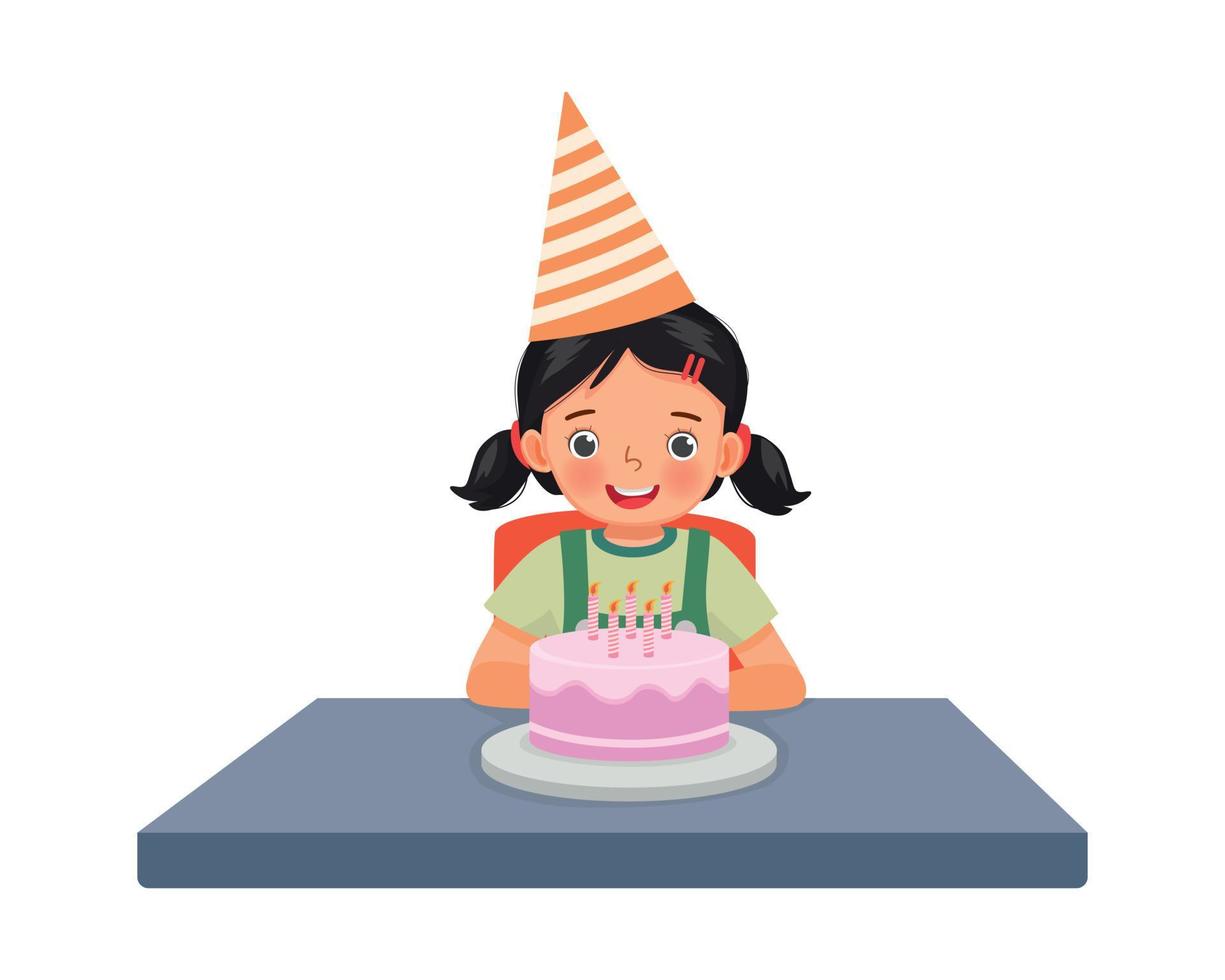 cute little girl having fun celebrating her birthday party vector