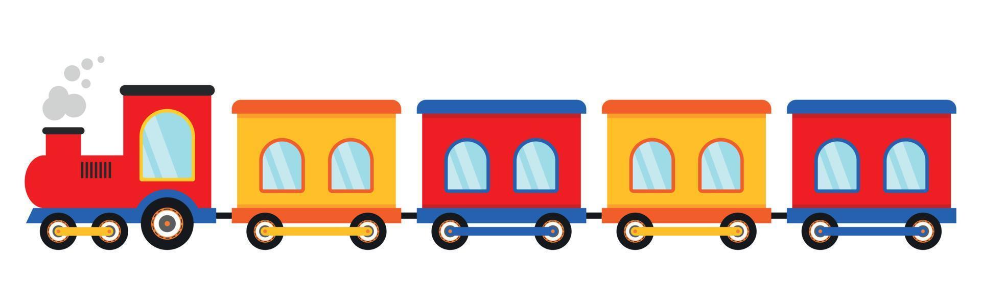 transporte de tren colorido en ilustración de vector de dibujos animados animados planos