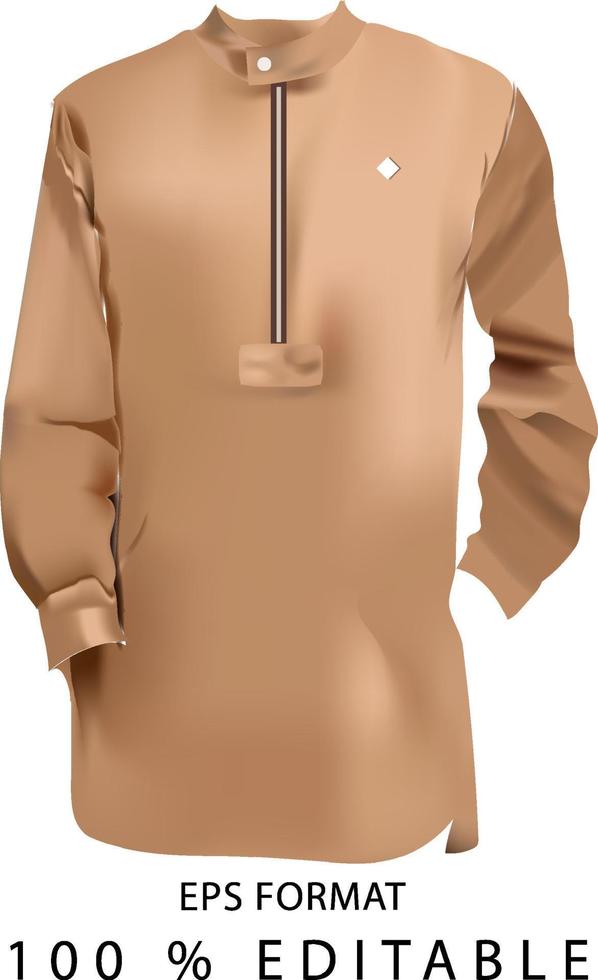 3d illustration mockup of Muslim men's dress in light brown color vector
