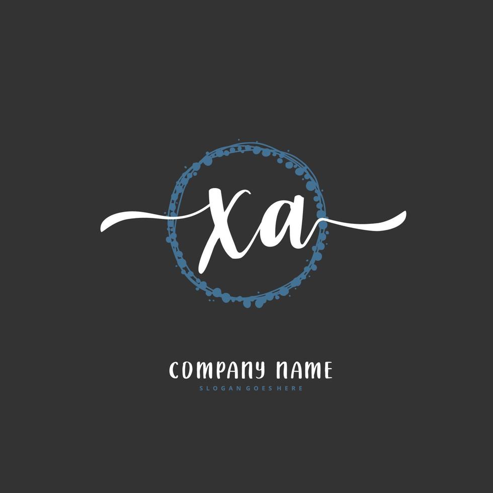 xa Initial handwriting and signature logo design with circle. Beautiful design handwritten logo for fashion, team, wedding, luxury logo. vector