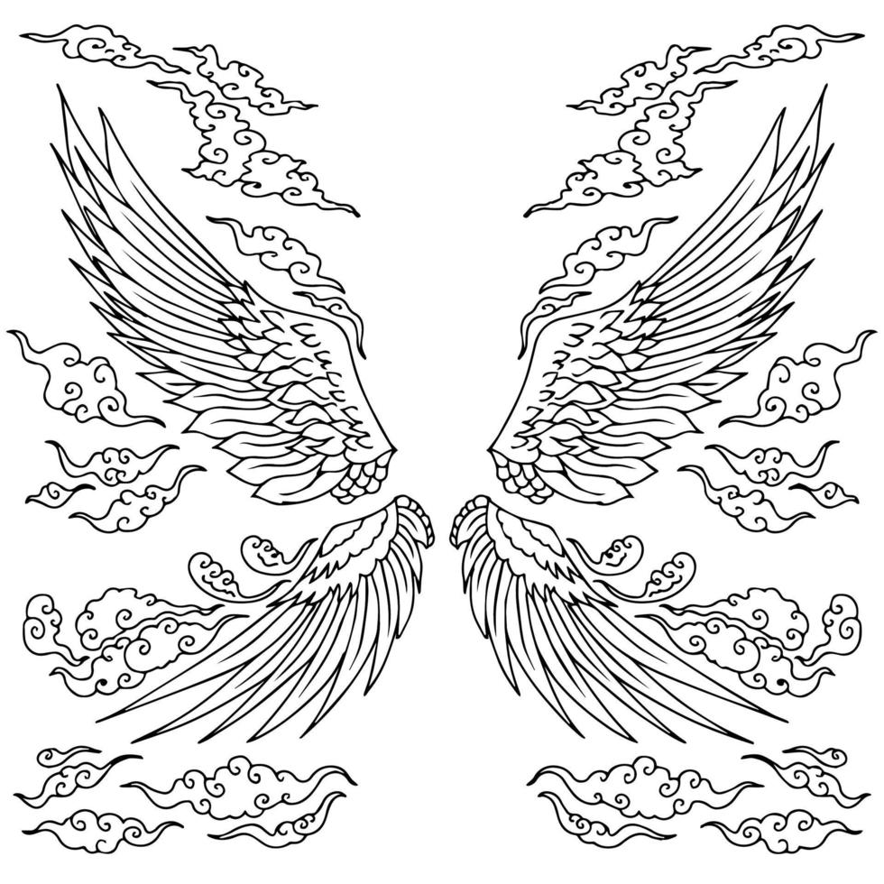 Design illustration outline wings vector