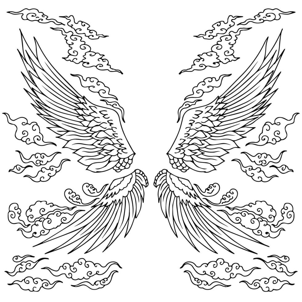 Design illustration outline wings vector