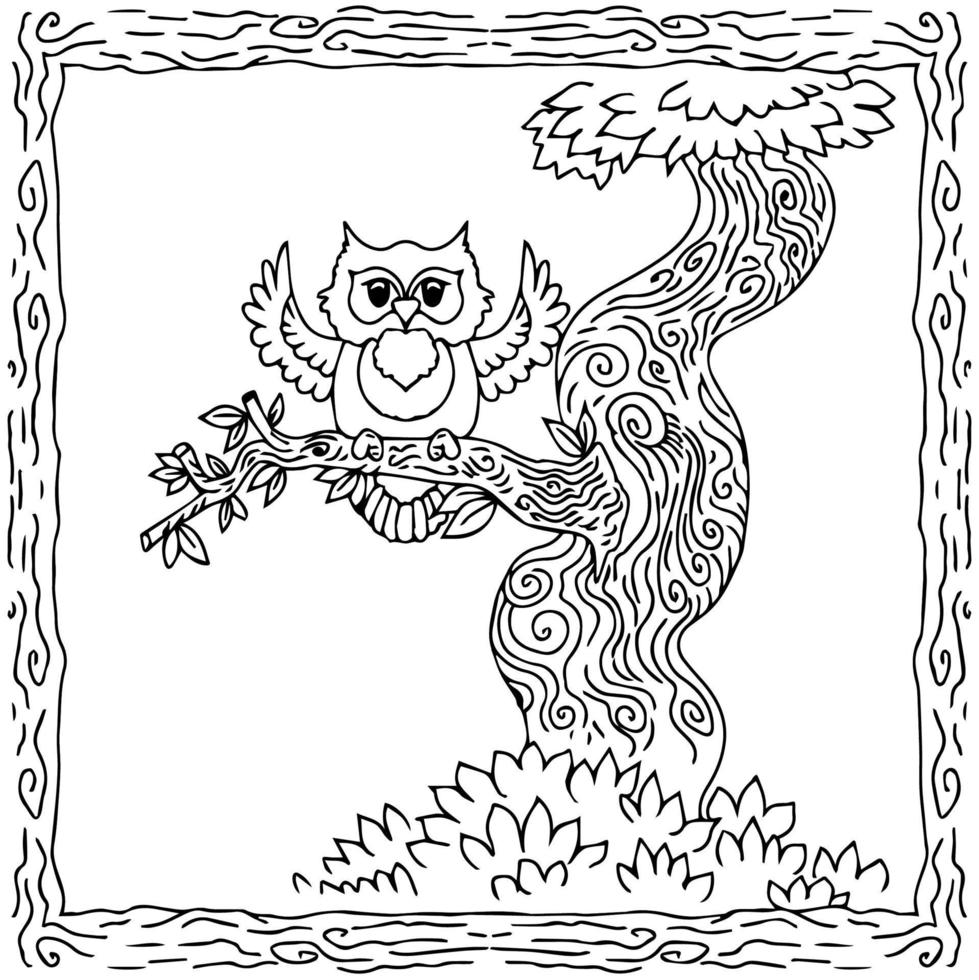 Design illustration owl bird outline coloring vector