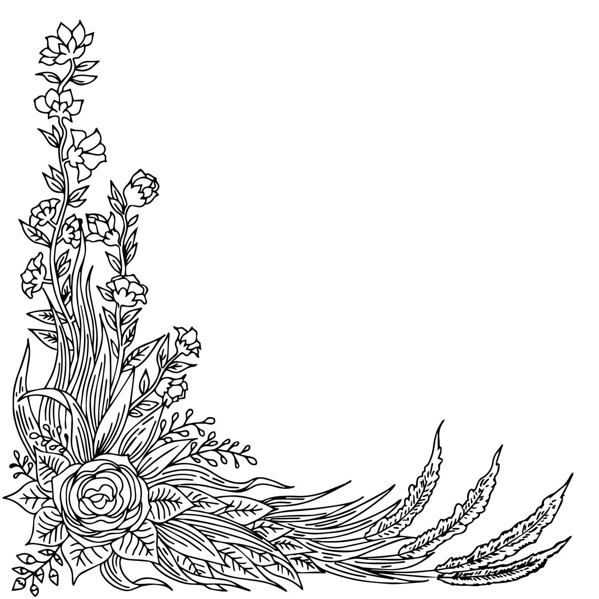 Design Flower Border Outline Element 19484099 Vector Art at Vecteezy