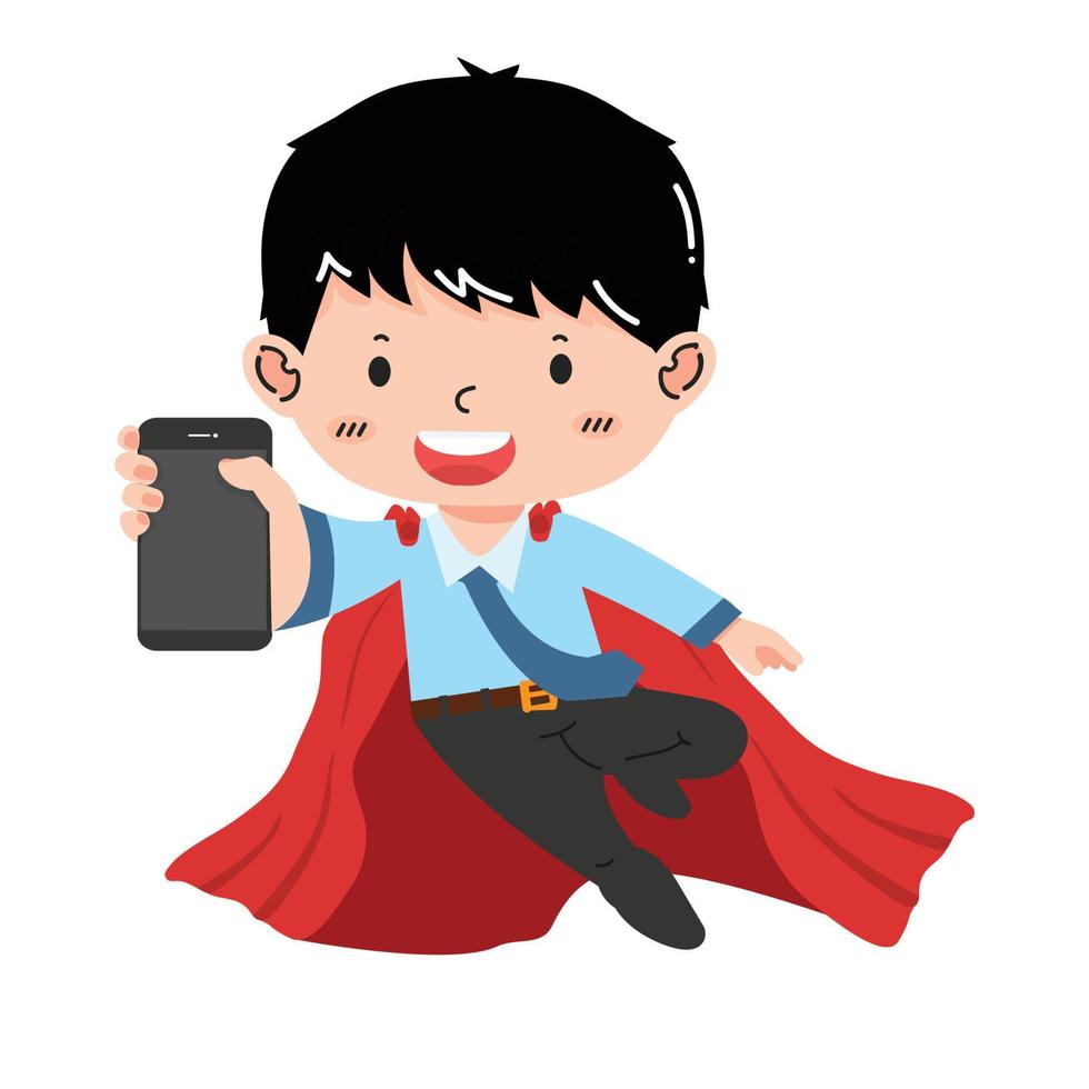 Super Business man  hand hold smartphone vector