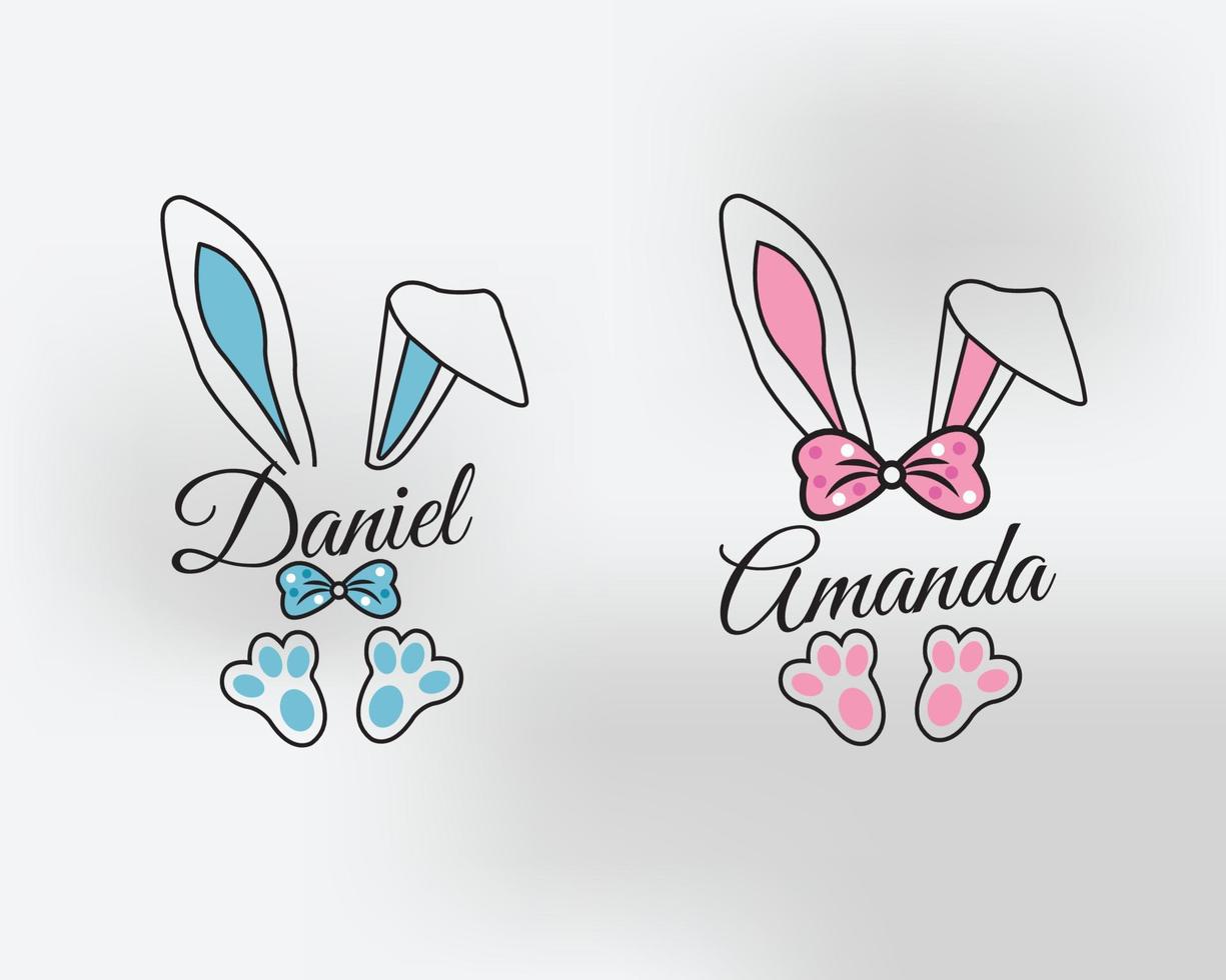 Cute Bunny Birthday Happy Name Plate vector