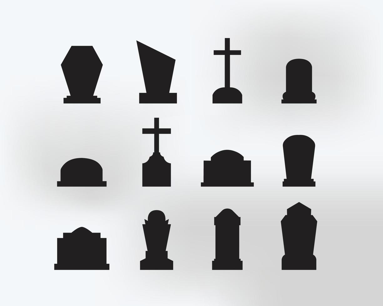 Vector Set of Grave Tombstones Silhouette