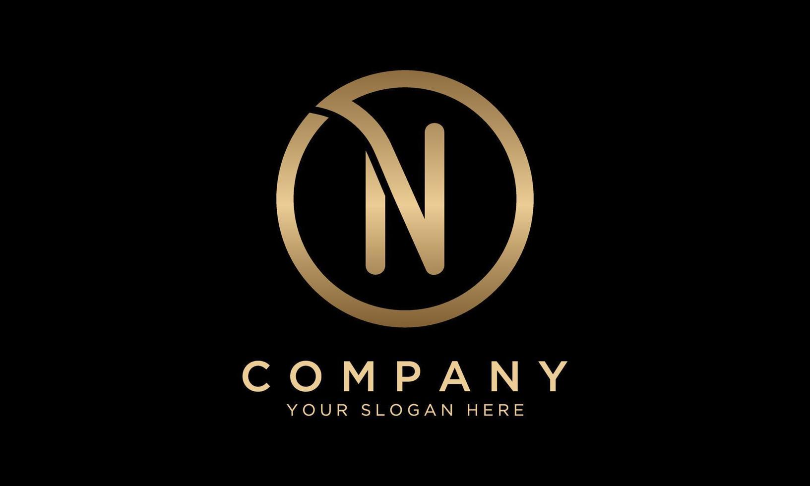 N Letter Logo With Circle Shape. Modern Unique Creative N Logo Design Vector Template. Elegant Identity Design In  Gold Color.