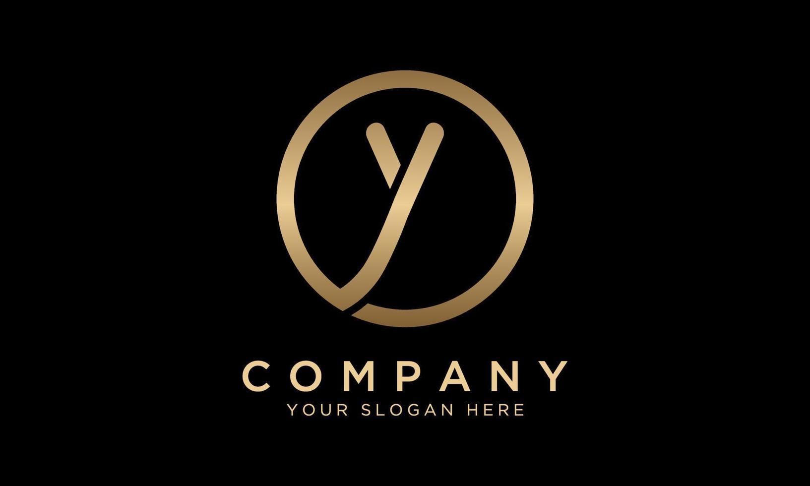 Y Letter Logo With Circle Shape. Modern Unique Creative Y Logo Design Vector Template. Elegant Identity Design In  Gold Color.