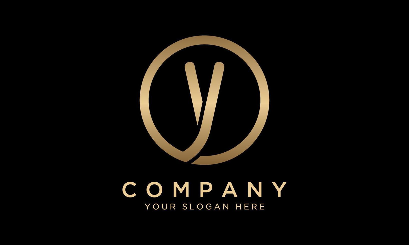 Y Letter Logo With Circle Shape. Modern Unique Creative Y Logo Design Vector Template. Elegant Identity Design In  Gold Color.