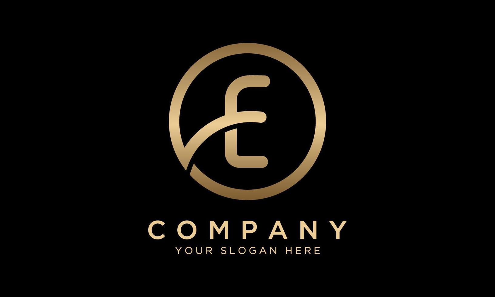 E Letter Logo With Circle Shape. Modern Unique Creative E Logo Design Vector Template. Elegant Identity Design In  Gold Color.