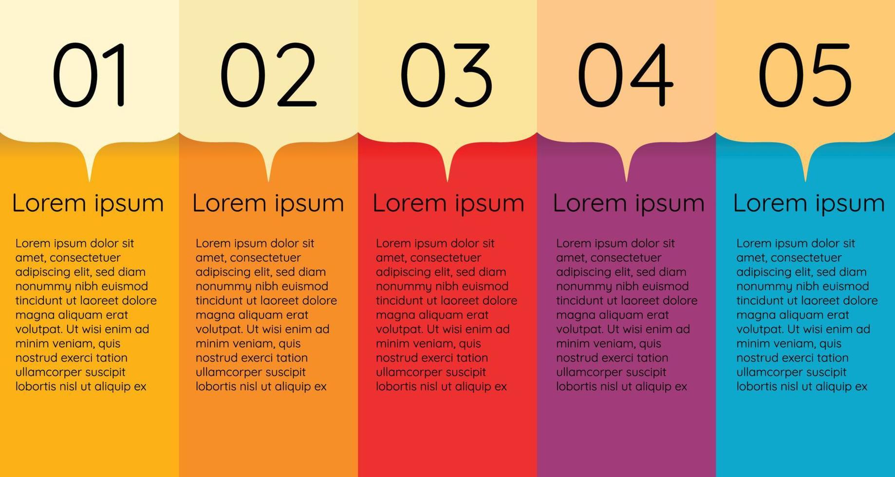 Infographic template for business information presentation. Vector fresh square color and geometric elements. Modern workflow diagrams. Report plan 5 topics