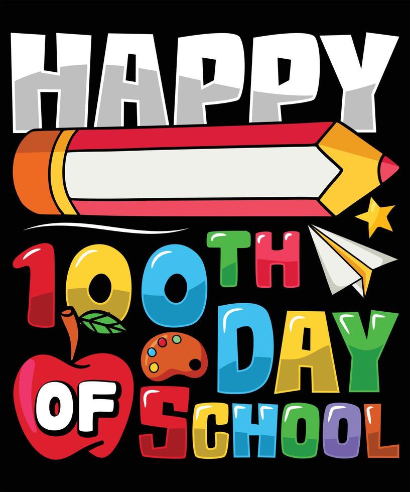 Happy 100 days of school for elementary kids, kindergarten vector