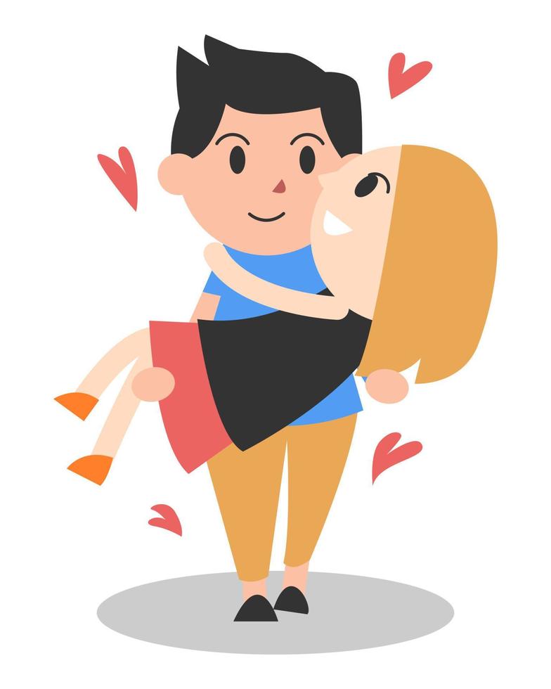 cartoon illustration of a man carrying a woman. concept of couple, love, romantic. Perfect for sticker, print, greeting cards, etc. vector illustration in flat style.