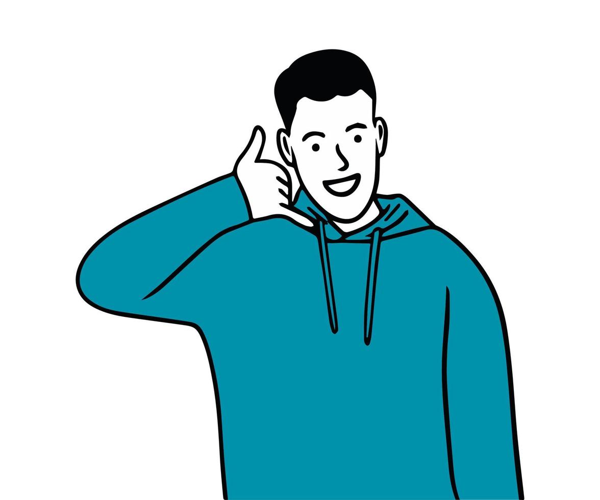 Man making phone gesture call me back sign vector